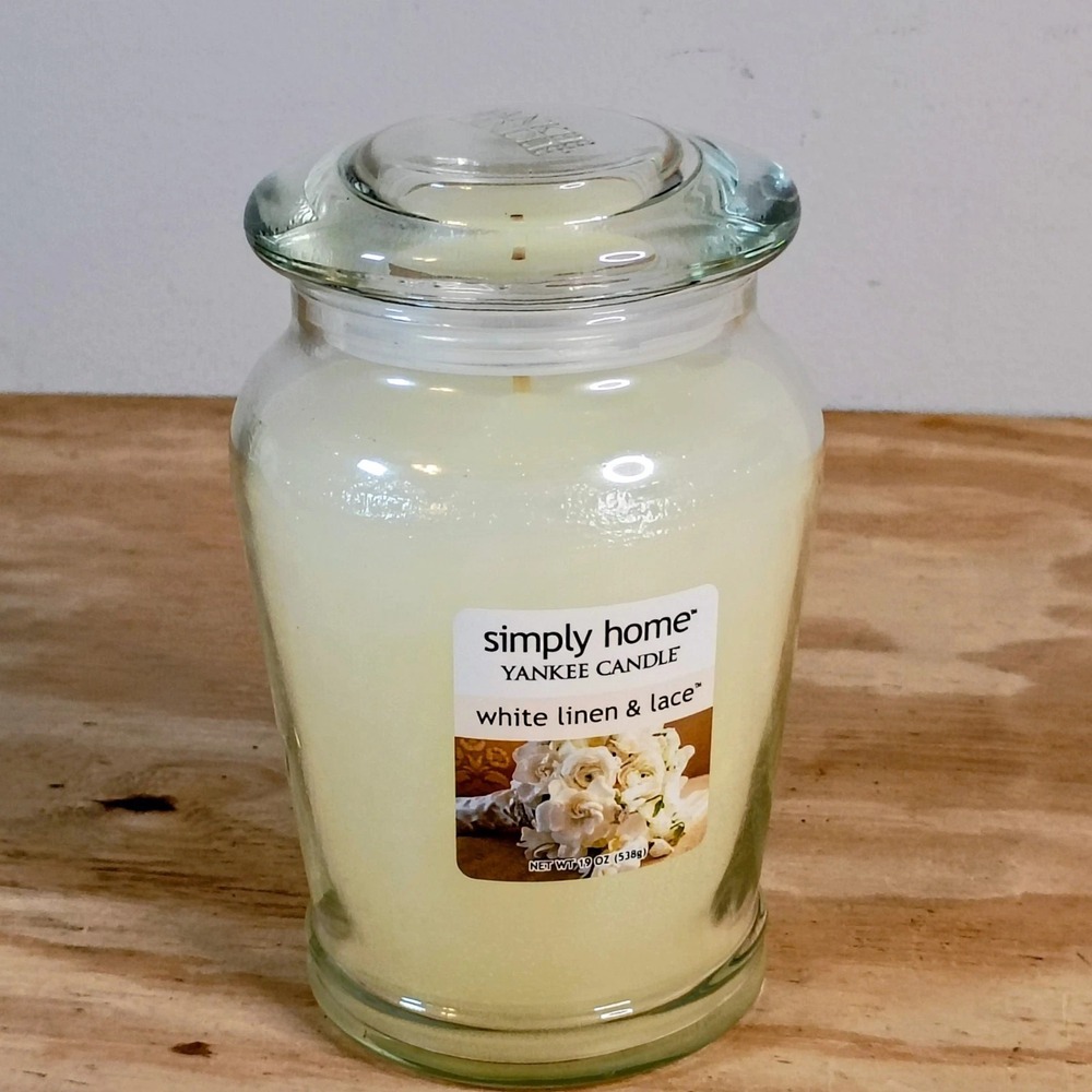 Yankee Candle Simply Home WHITE LINEN & LACE Large Jar Candle 19 oz